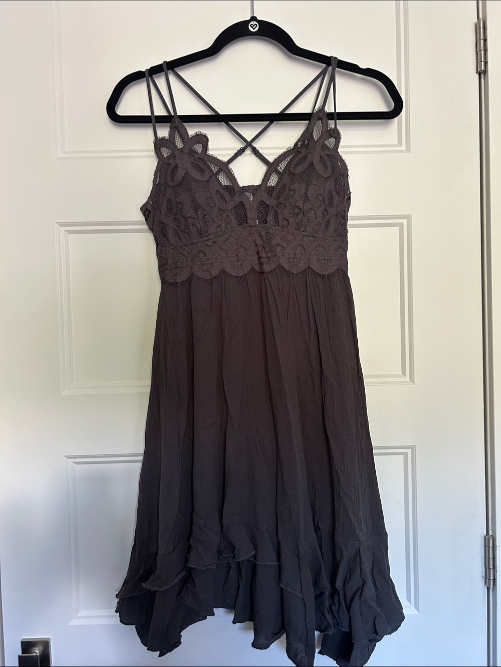 Sleeveless Lace Bodice High-Low Dress in Taupe